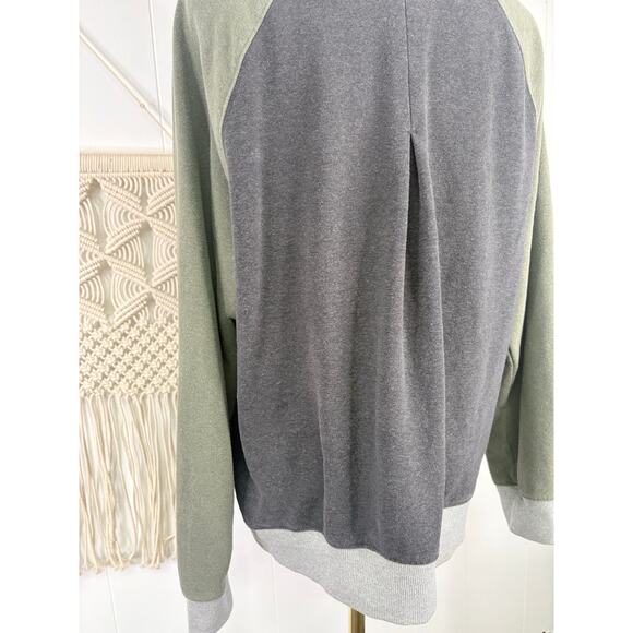 Prana Women’s Cozy Up Colorblock Crewneck Sweatshirt Large Olive Green Charcoal - Picture 9 of 10